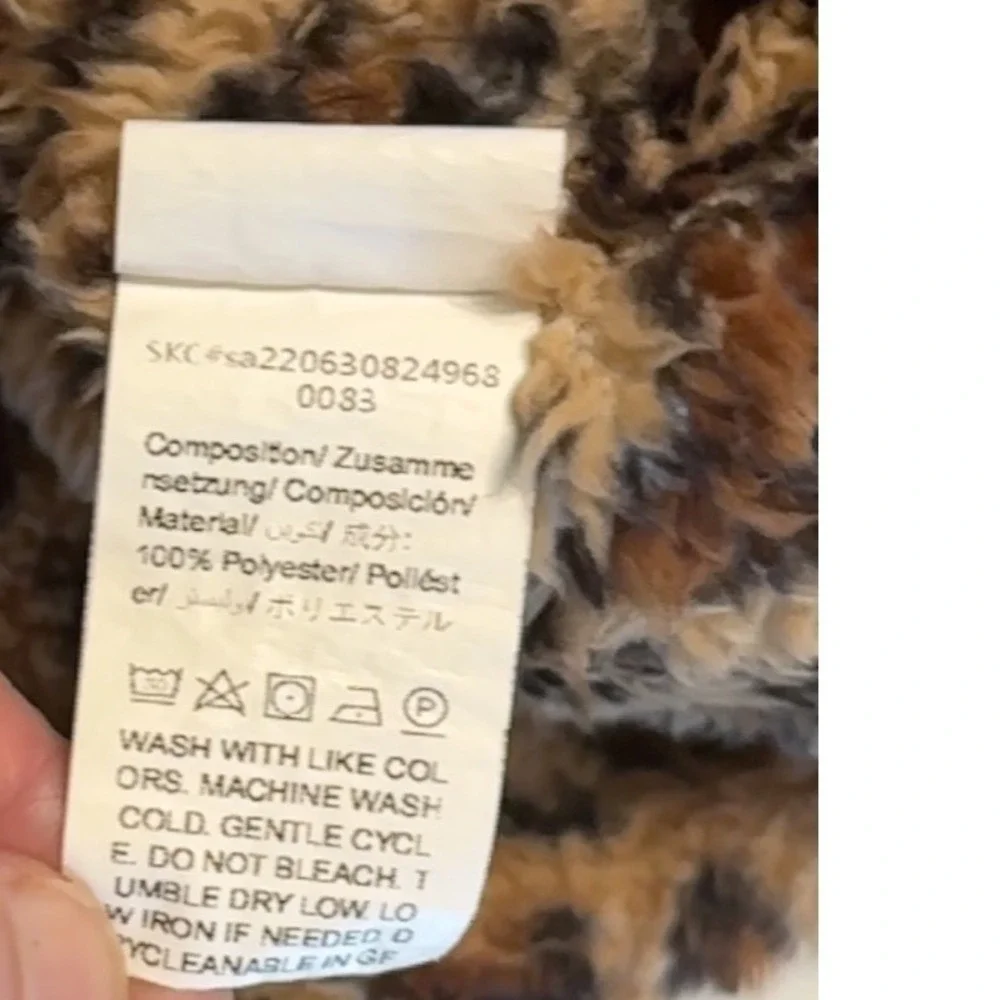 Cute! Leopard Print Sherpa Jacket Baby Girl 6-9M Warm‎ Coat Toddler